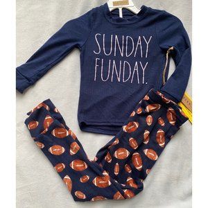 Rae Dunn pajamas PJs Sunday Funday football shirt pants NWT 5